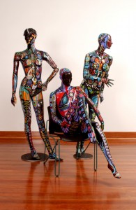 'Three Graces' by Bronwyn Bancroft. 2005. Acrylic store mannequins painted with acrylic. Photo credit: Effy Alexakis Read more: http://mq.edu.au/newsroom/2014/03/18/new-art-exhibition-collates-treasures-across-macquarie-university-museums-and-collections/#ixzz327VBlLFt