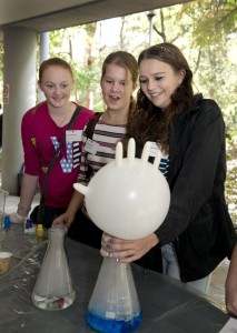 girls playing with dry ice