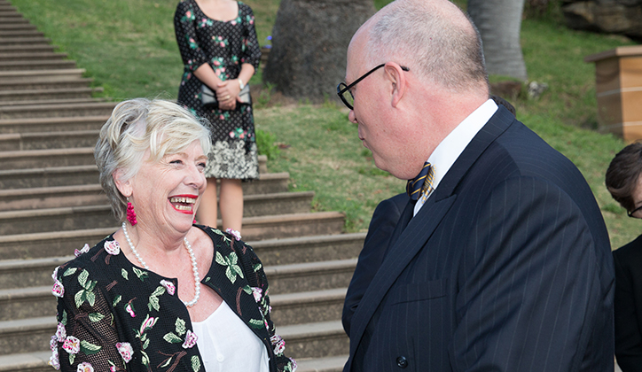  2013 honorary doctorate recipient Maggie Beer AM with Vice-Chancellor Professor S Bruce Dowton. Photo: Chris Stacey.