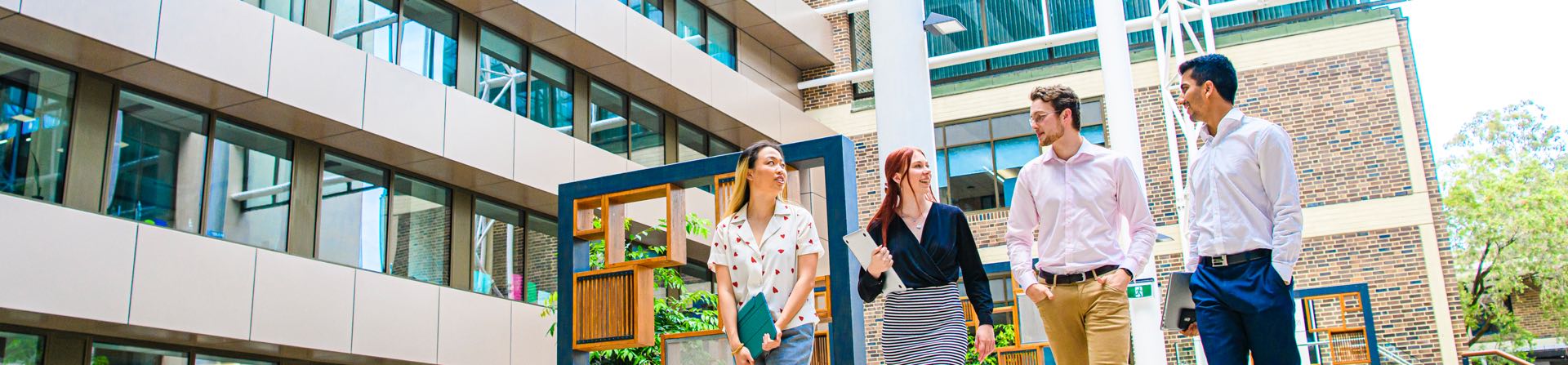 Students walking around campus