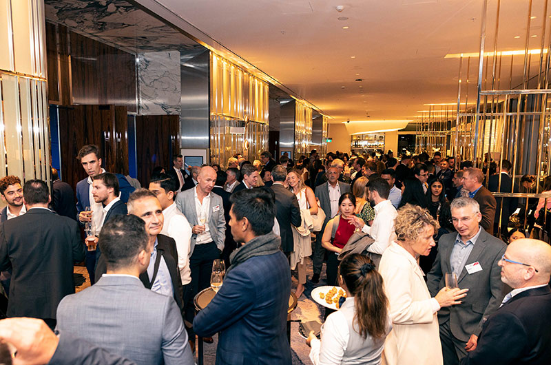 Crowded room at reception 