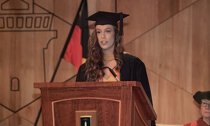 Jade delivering graduation speech