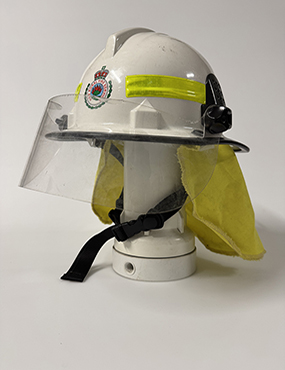 A Rural Fire Service protective helmet