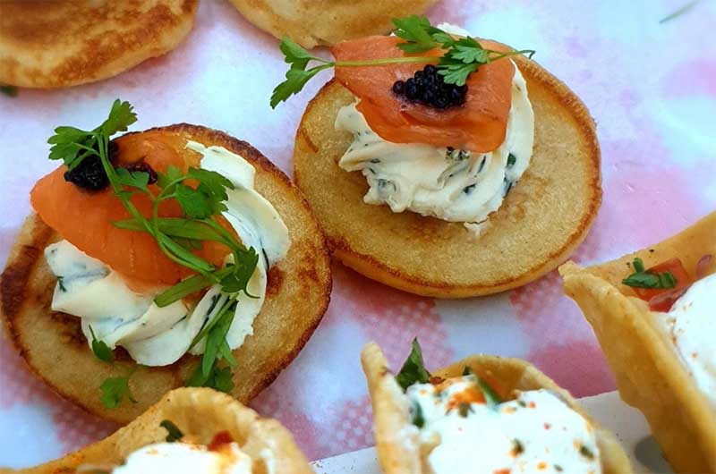 Canapes with smoked salmon
