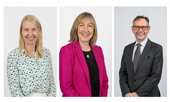 Three separate headshots of health professionals.