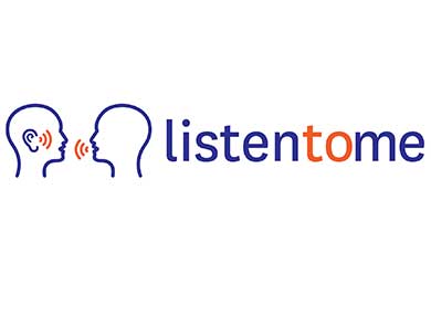 Outline of two human heads, one listening and one talking, with the words Listen to me