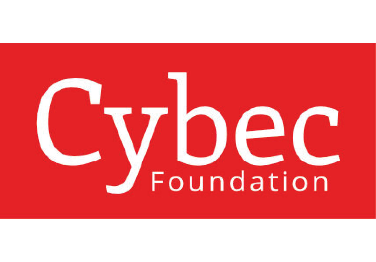 Image of Cybec Foundation text in white on red background