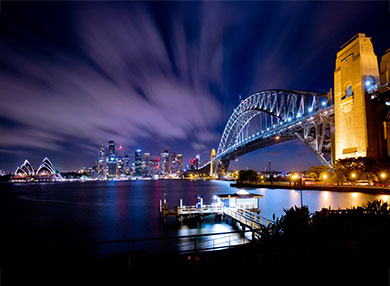 Image of Sydney Harbour Bridge and Opera House at night