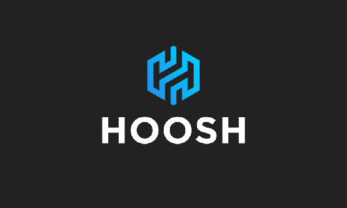 The logo for Hoosh, a maze-like stylised capital letter 'H' above the word "Hoosh."