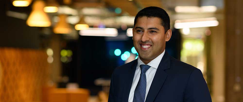 A businessman smiling