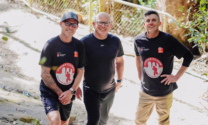 Image of Gavin Clifton, Professor Dominic Rowe and Matt Pridham in the Blue Mountains.