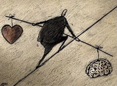 Ilustration of person on balancing wire