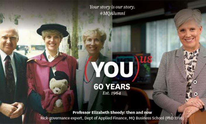 Collage of Elizabeth including images of her graduation and recent photo