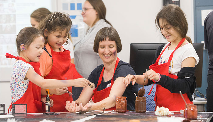 kids and Isabel at junior science academy