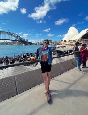 Image of individual standing in front of the Sydney Harbour Bridge and Opera House