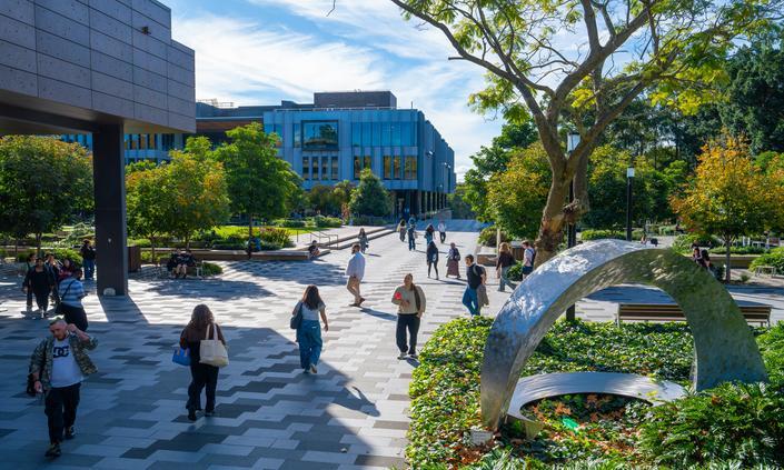 Students walking on campus