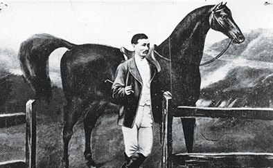 Black and white image of Quong Tart&nbsp;and horse