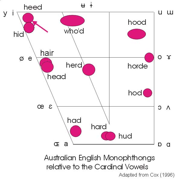 Australian English Monophthongs relative to the cardinal vowels