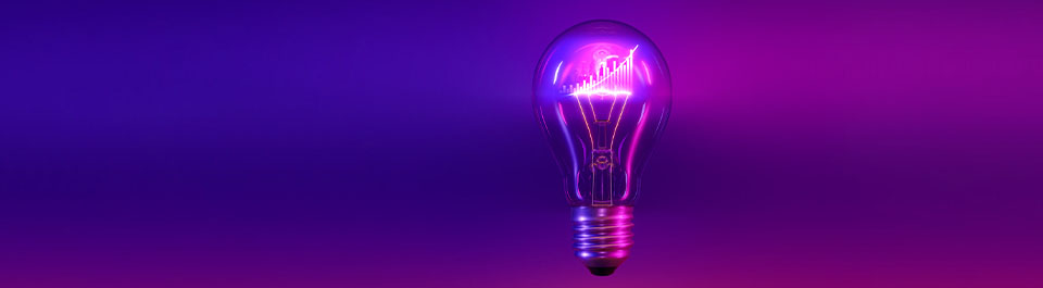 a lightbulb with a neon background
