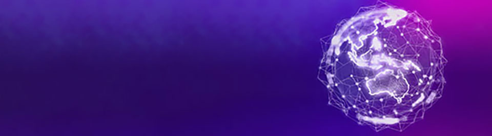 Digital image of the world with purple and pink background
