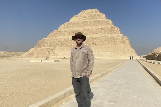 Tim Ralph in front of the Step Pyramid of Djoser