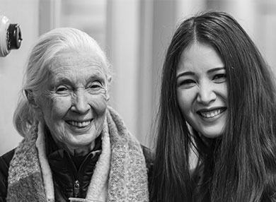 Dr Zara Bending in New Zealand with Dr Jane Goodall.