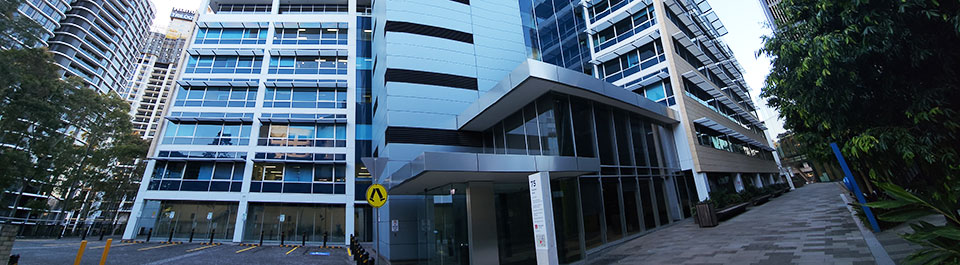 The front of the building at 75 Talavera Road, where the department is located