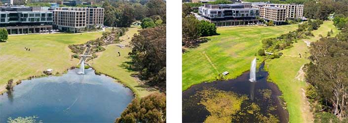 Mars creek on the Universitycampus-left in December 2021 and right in November 2024