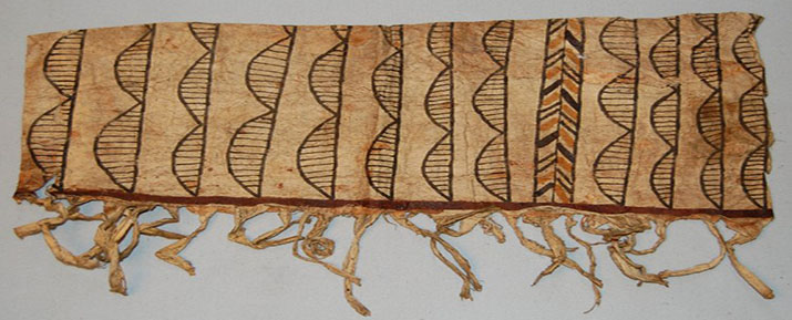 Decorated barkcloth, tapa. Samoa. Collection of the British Museum. 