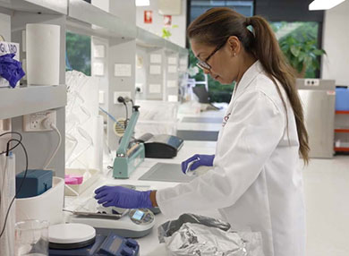 A researcher working in a laboratory