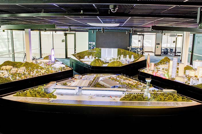Miniature model of a town 