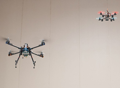 Two drones hovering.