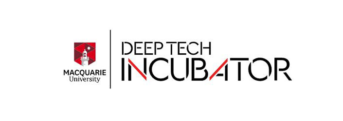 DeepTech Incubator written with an image of Macquarie University's logo next to it