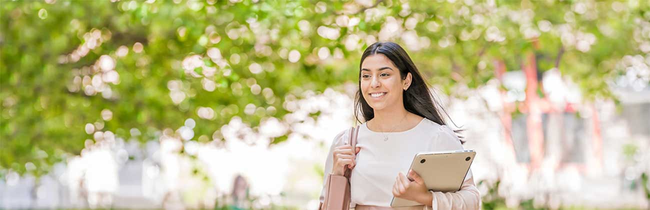 A student walking