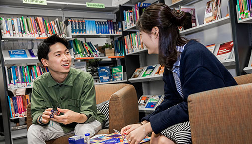 Two students having a discussion