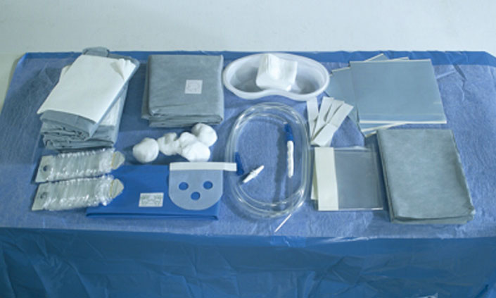 Medical equipment on a table.