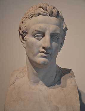 A photo of the Ptolemy III bust sculpture in the Naples National Archaeological Museum