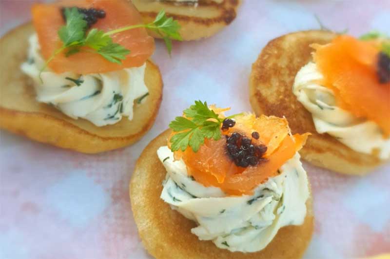 Canapes with smoked salmon