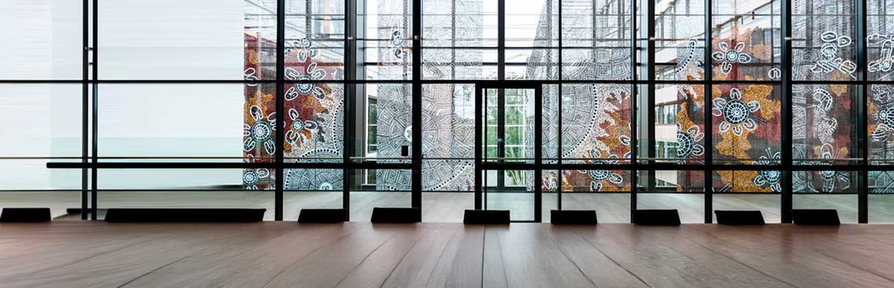 Aboriginal art around a building