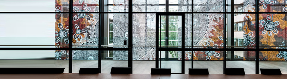 Aboriginal art around a building