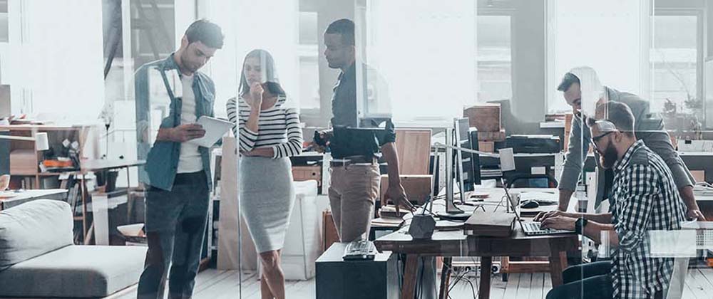Professionals in an office space.