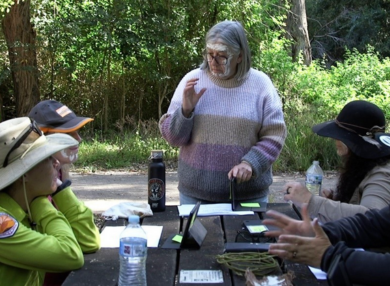 Dr Jo Rey and fellow Dharug women during a camp at Brown’s Waterhole in May 2023.