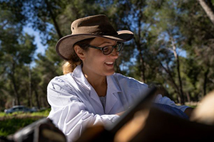 Dr Sophia Aharonovich carrying out field research at Khirbet el-Rai, Israel