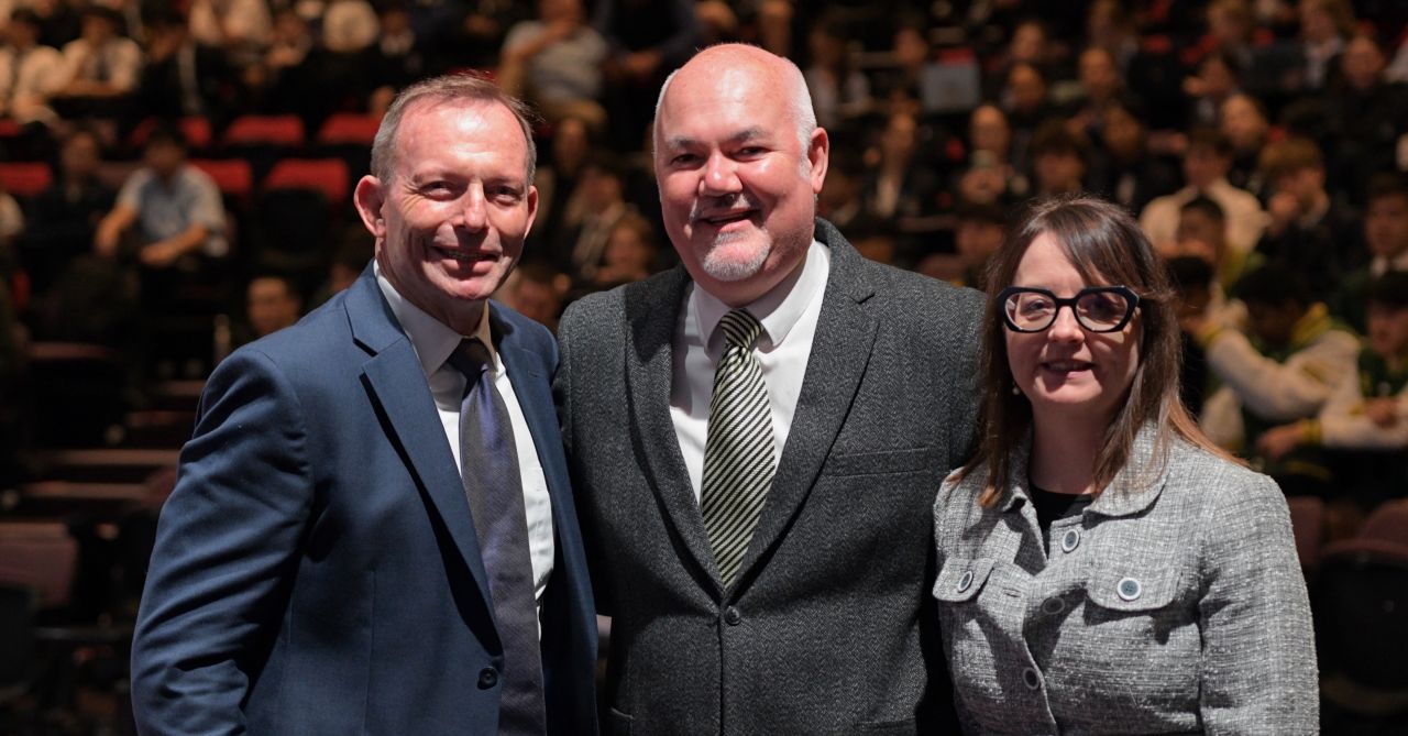 Tony Abbott, John Romalis and Leonie Tickle