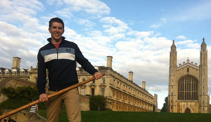  Matthew Samson enjoys a punt at the University of Cambridge