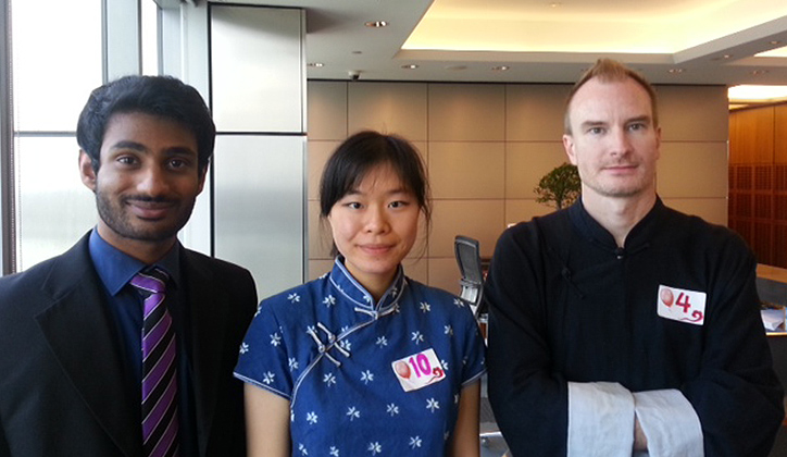  Charith Wickremasinghe, Wenyi Zhu and Tony Edwards prepare for the Chinese Bridge competition