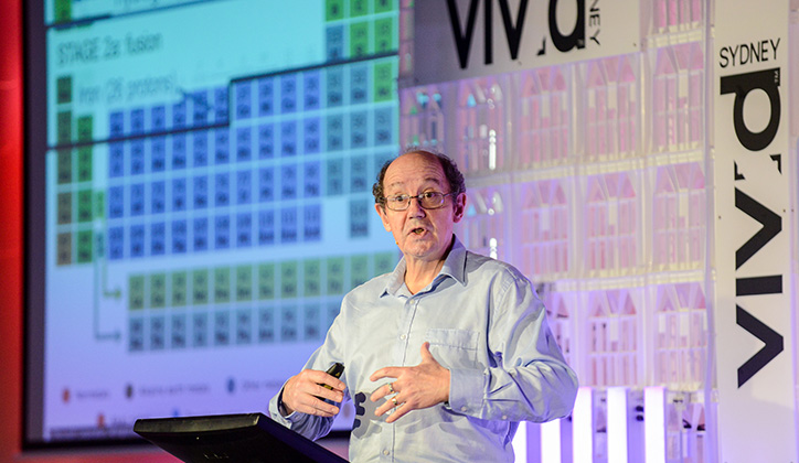  Professor David Christian presenting at the Vivid Festival. Photo: Mark Sherborne, courtesty of Destination NSW