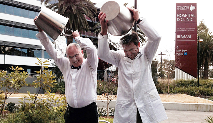  Professors Dominic Rowe AM and Gilles Guillemin took the Motor Neurone Disease icebucketchallenge!