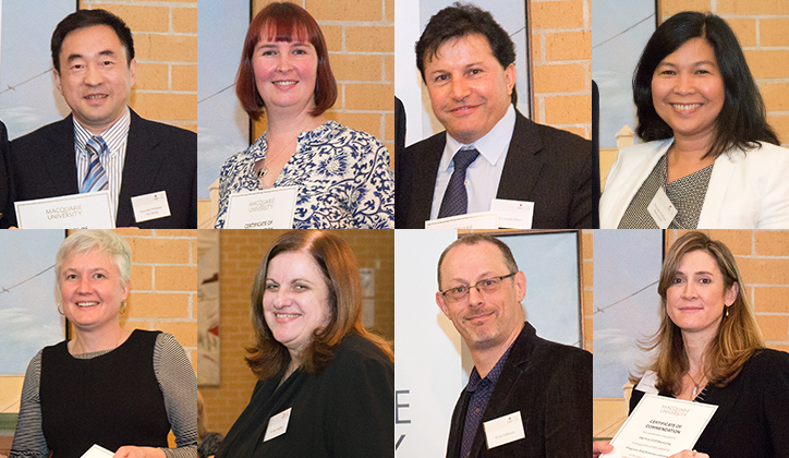  [Top L-R] Associate Professor Yan Wang; Dr Michaela Baker (representing the PACE Ethics Team); Dr Joseph Macri; Associate Professor Maria Dyball. [Bottom L-R] Dr Catherine Simpson; Dr Diane Hughes; Dr Ian Collinson; Ms Vanessa Cornelius (representing First STEP Mentoring).