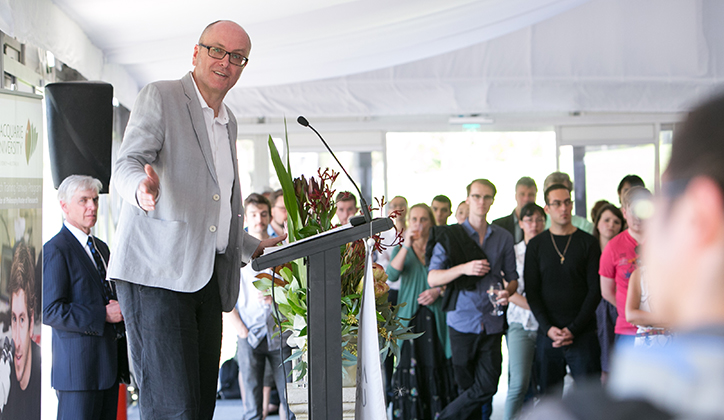  Professor Nick Mansfield congratulates the first cohort to complete our innovative Master of Research (MRes) program.